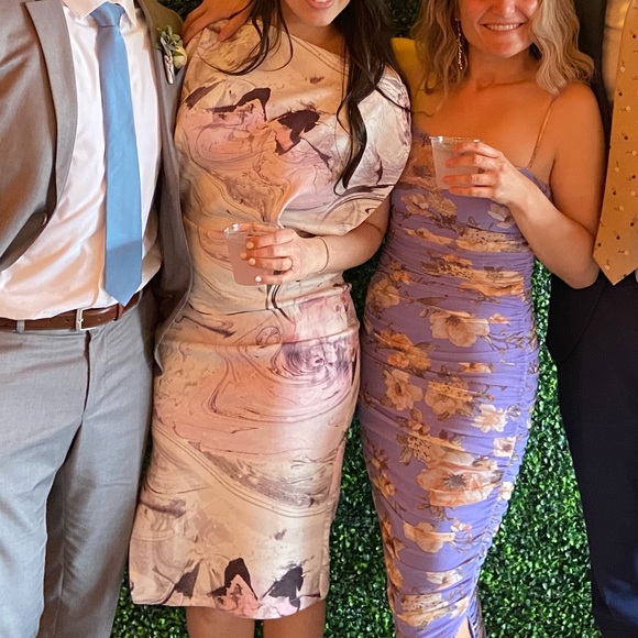 ASOS Open Top Marble Print Exposed Scuba Midi Dress Size 2 - Picture 11 of 12